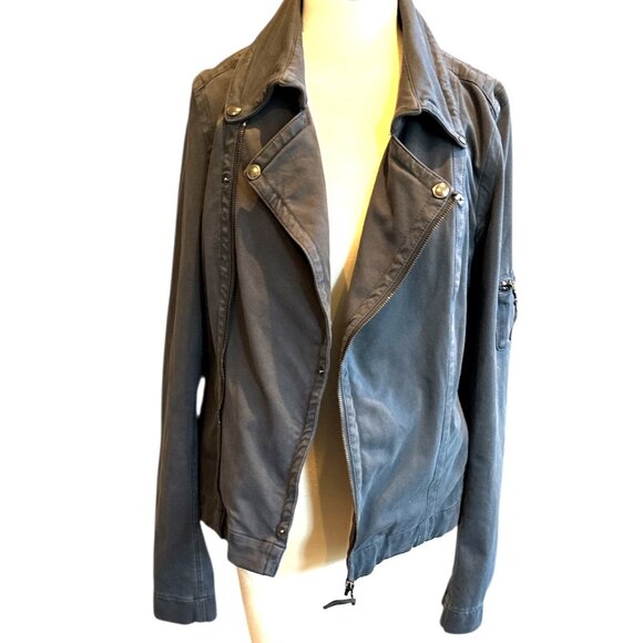 Peyton Jensen Steel Blue Moto Jacket - Picture 1 of 10